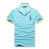 t-shirt hommes polo ralph lauren sport cotton 2013 high collar choi ma cyan